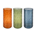 Glass Vase with Triangle Pattern 22cm - assorted colours